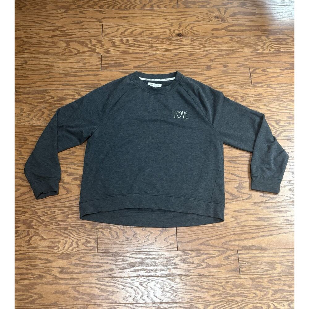 Rae Dunn Women’s Dark Gray "Love." Long Sleeve Crew Neck Sweatshirt, Size Large